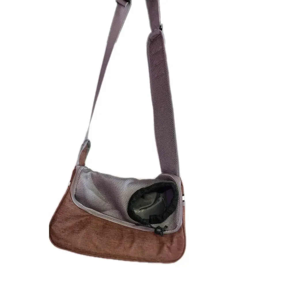 Over the shoulder dog sling/carrier for small dog And Cats . Black/Grey/ Brown